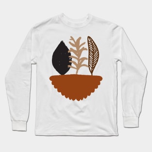 Modern Minimalist Simple Abstract Vase terracotta Earth Tones Art Long Sleeve T-Shirt